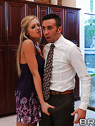 Keiran has been caught red-handed. His wife's best friend found him getting head from the maid. Well, Keiran is pretty lucky because the only way Darcy will keep her mouth shut is if he fills it with cock.